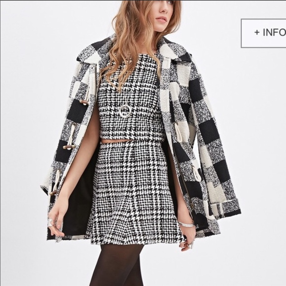 NWT Forever 21 Houndstooth Crop + Mini Skirt Combo